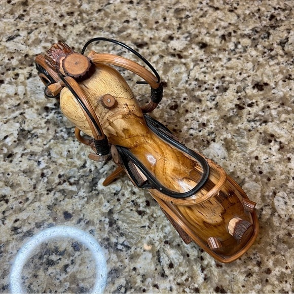 Wood Motorcycle Figurine Handmade Wooden Chopper Style Model Harley 12”x3” - Picture 5 of 9